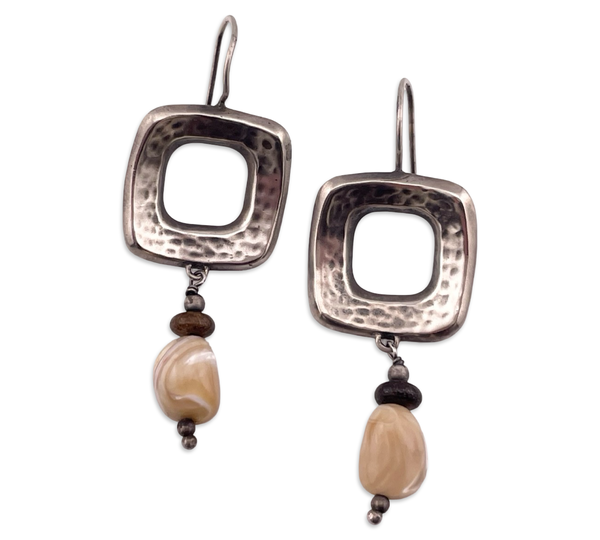 sterling silver Silpada agate textured hook earrings