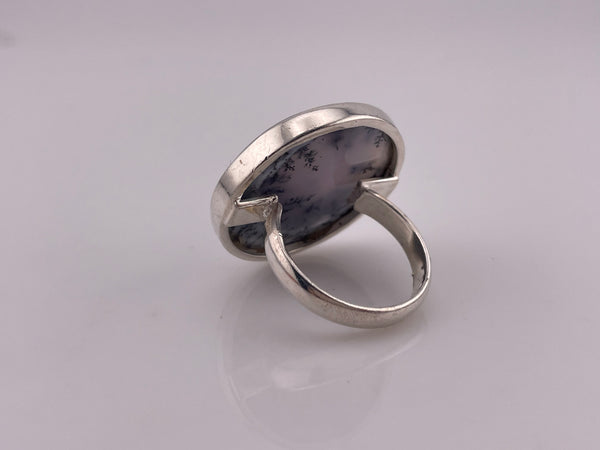 size 10.5 sterling silver dendritic opal ring