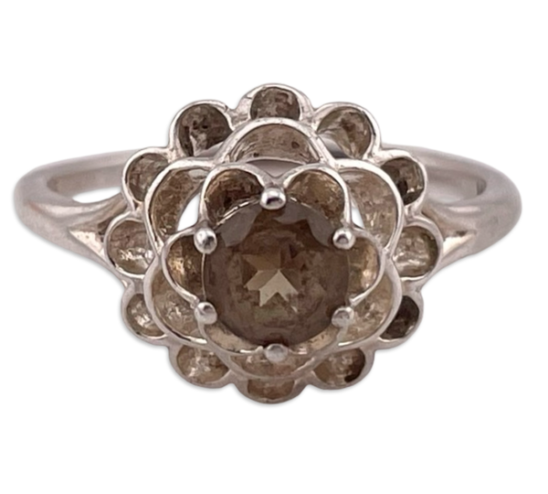size 9 sterling silver faceted smokey topaz ring