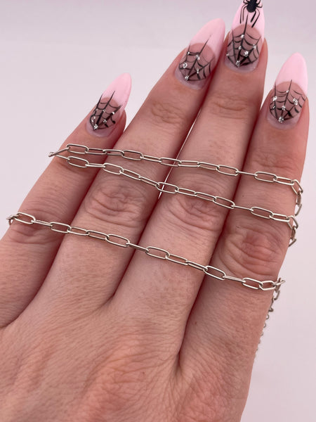 sterling silver 16 1/2" - 18 1/2" paperclip chain link necklace