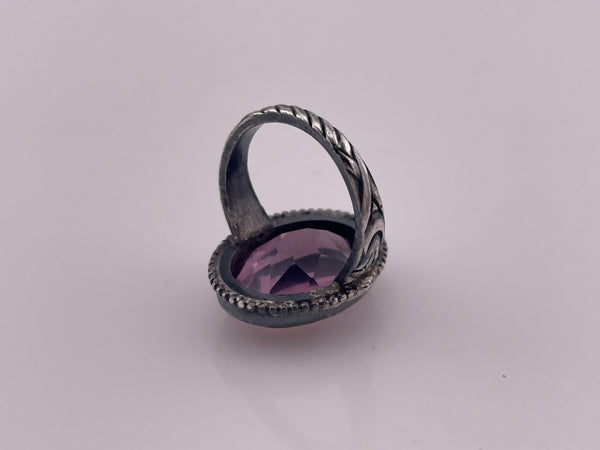 size 4 sterling silver faceted purple glass ring **AS IS**
