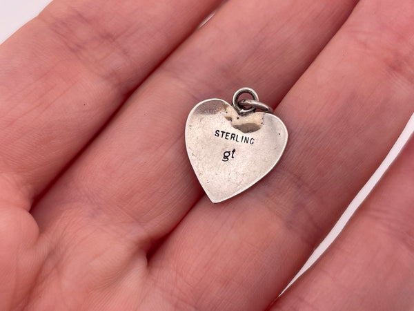 sterling silver coral heart pendant