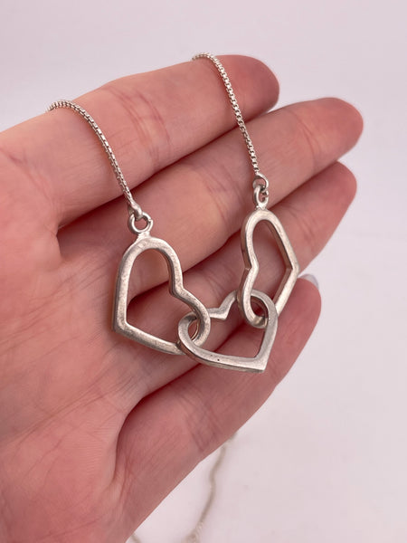 sterling silver 17" triple heart necklace