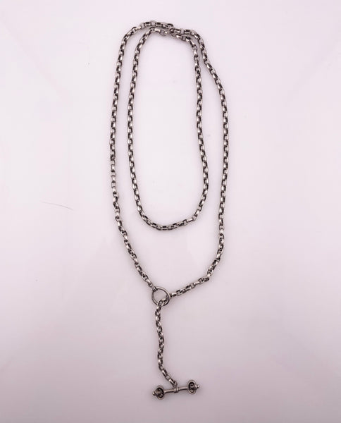 sterling silver 33" long oval chain link toggle clasp necklace