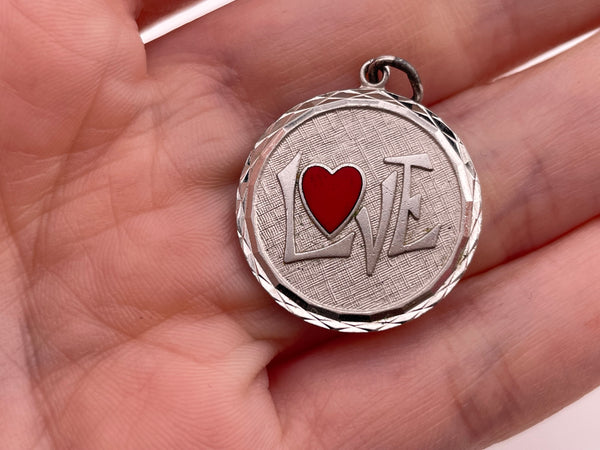 sterling silver rhodium plated "Love" pendant