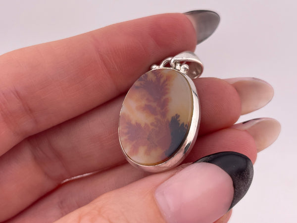 sterling silver dendritic agate pendant