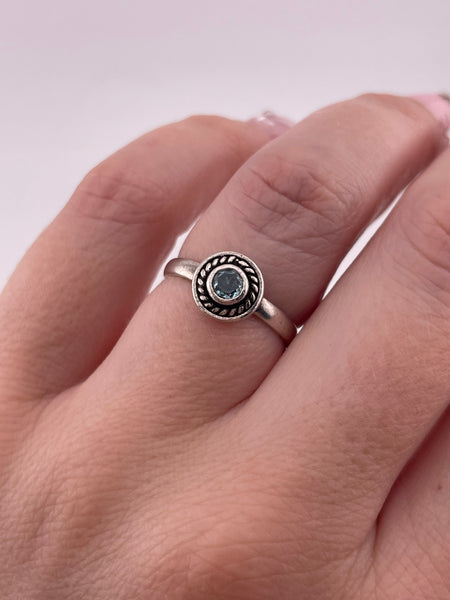 size 6.25 sterling silver faceted blue glass ring