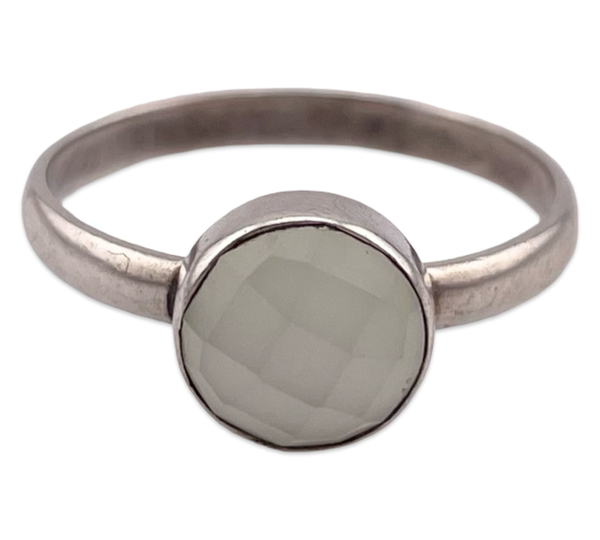 size 9 sterling silver faceted chalcedony ring