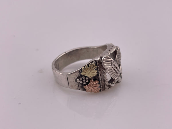 size 11 sterling silver gold accents leaf eagle ring