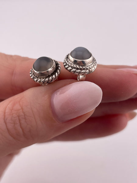 sterling silver moonstone post earrings