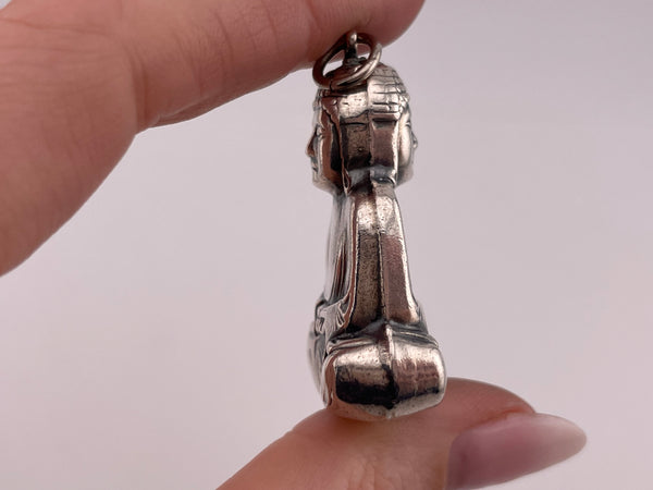 sterling silver double sided puffy Buddha pendant