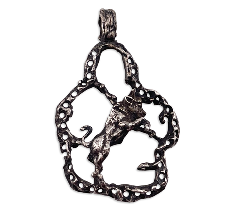 sterling silver large brutalist Taurus zodiac sign pendant
