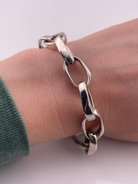 sterling silver 8 5/8" chunky oversized clasp chain link bracelet