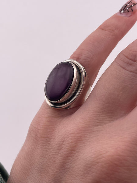 size 5.5 sterling silver purple glass ring