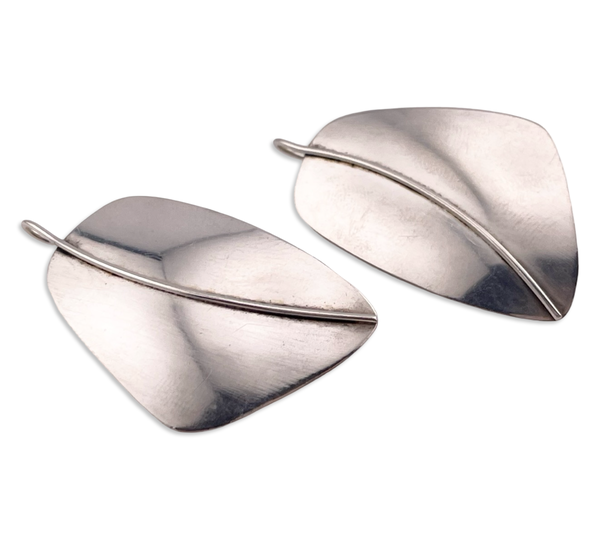 sterling silver stoneless fan threader dangle earrings