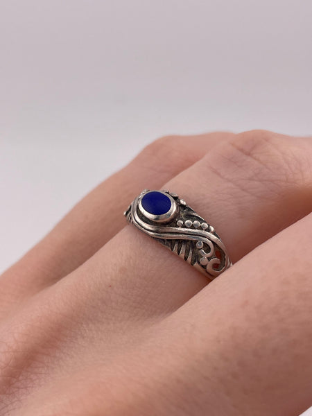 size 6.25 sterling silver lapis scroll ring