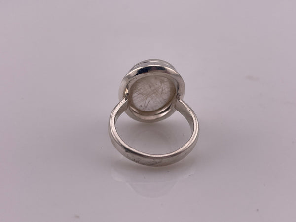size 6.25 sterling silver oval rutilated quartz ring