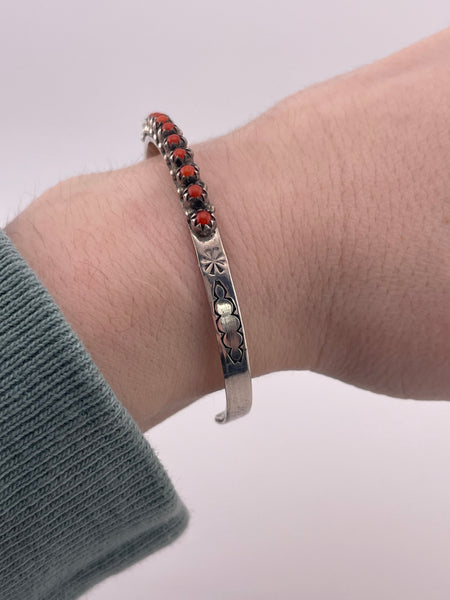 sterling silver coral snake eye cuff bracelet
