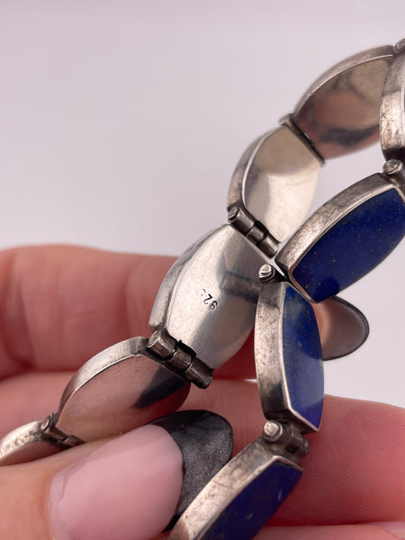 sterling silver 7 5/8" lapis link bracelet