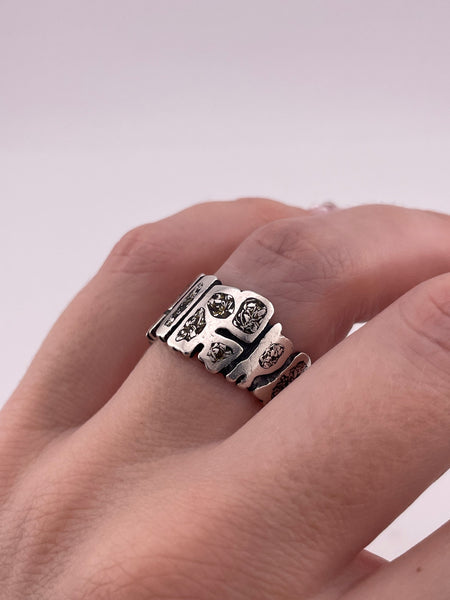 size 7 sterling silver resin & silver flake ring