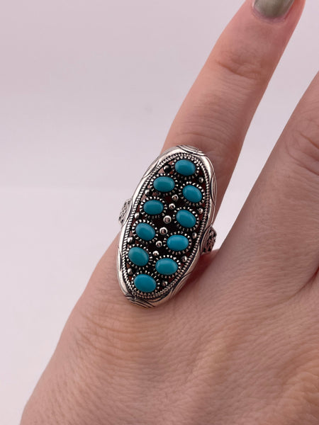 size 5.5  sterling silver synthetic turquoise ring