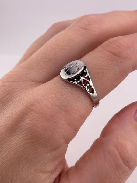 size 10 sterling silver rhodium plated 'JCT' initials signet ring