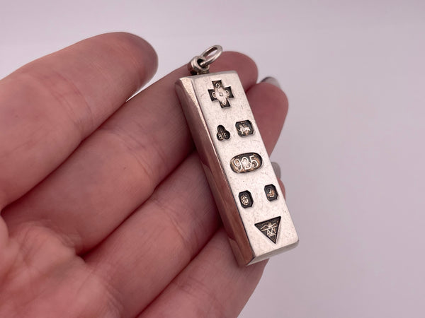 sterling silver International Bullion Brokers 2000 millenium heavy bar pendant