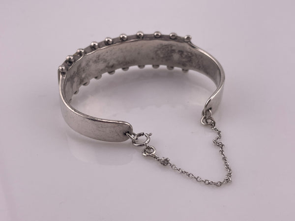 sterling silver 6" wampum shell cuff bracelet