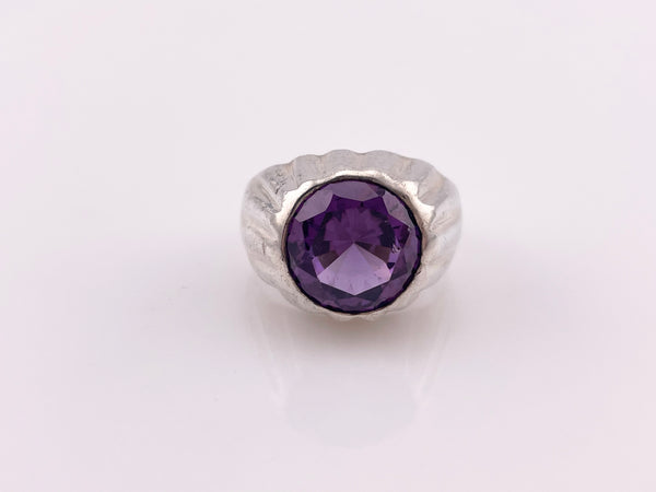 size 8.5 sterling silver purple red blue lab sapphire ring ***AS IS***