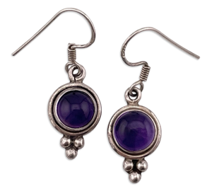 sterling silver amethyst hook dangle earrings