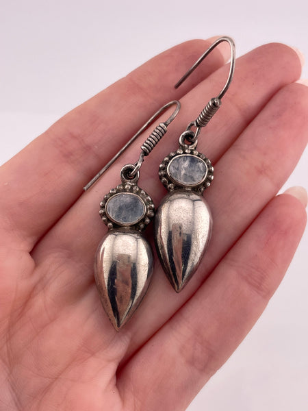 sterling silver rainbow moonstone hook dangle earrings