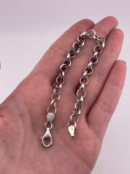 sterling silver 7 5/8" Italian belcher rolo chain link bracelet