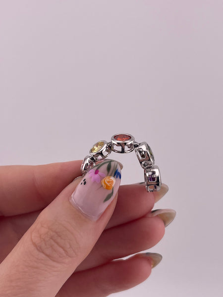 sterling silver faceted rainbow glass pendant
