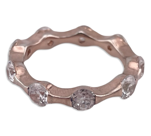 size 6.5 sterling silver gold wash rhinestone ring