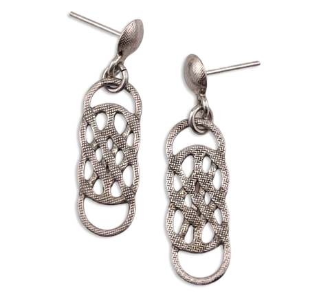 sterling silver entwined design post dangle earrings