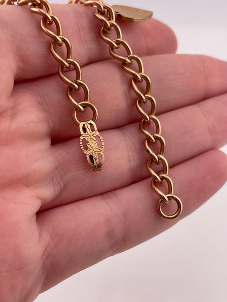 gold plated new old stock 'Key to my Heart' charm heart padlock key chain link bracelet