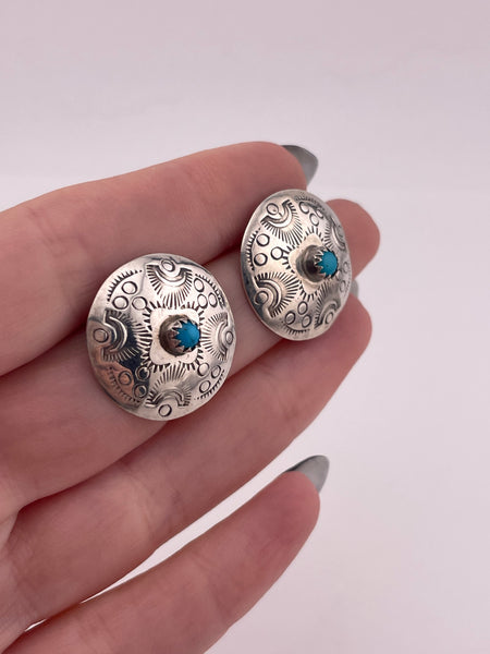 sterling silver turquoise stamped post earrings