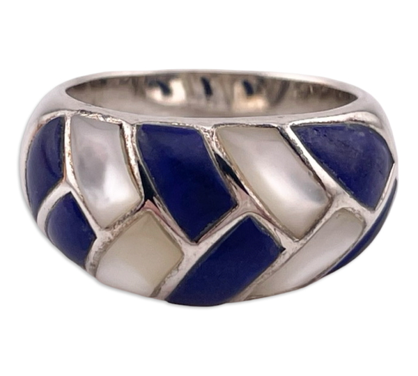 size 6 sterling silver lapis mother of pearl ring