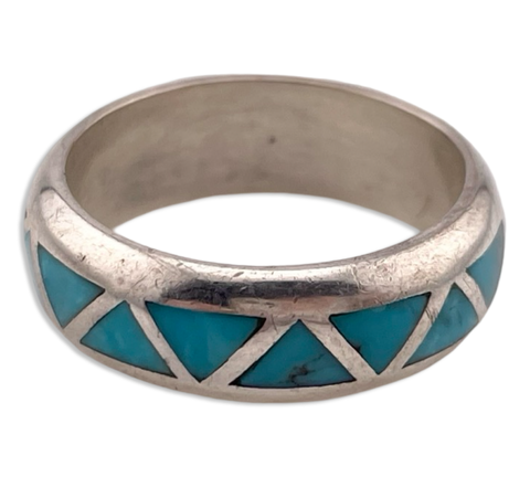 size 9 sterling silver turquoise triangle band ring