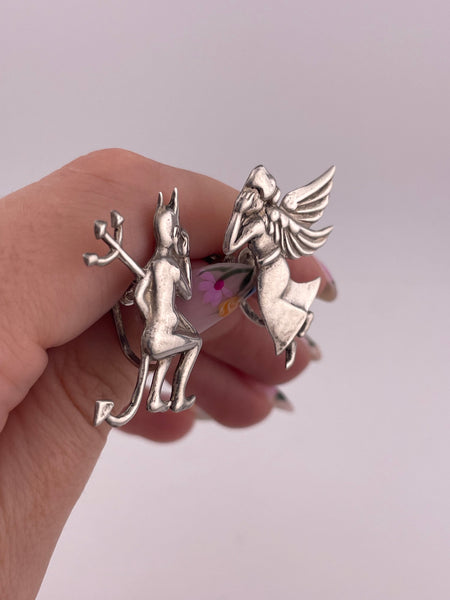 sterling silver devil & angel on your shoulder Mexican screw-back earrings