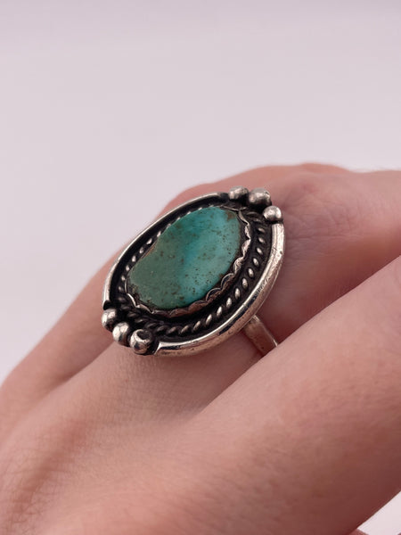 size 6 sterling silver turquoise dot rope setting ring