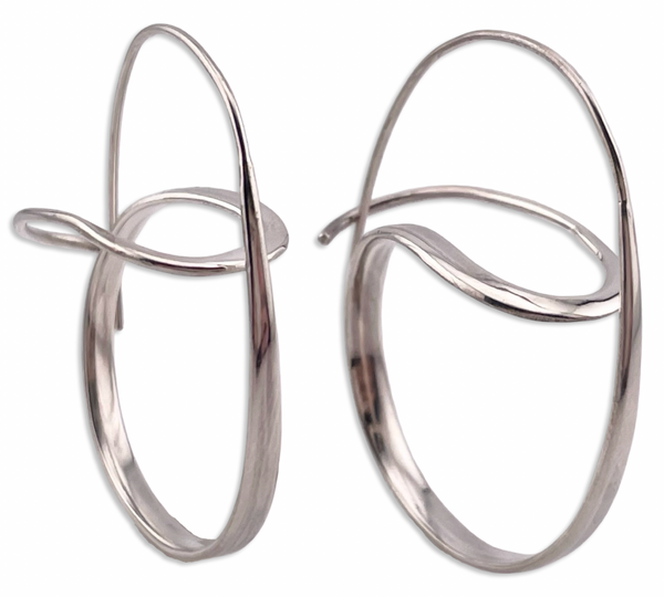 sterling silver stoneless funky swirly threader dangle earrings