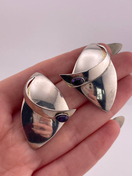 sterling silver artisan amethyst post earrings ***Non-sterling posts***