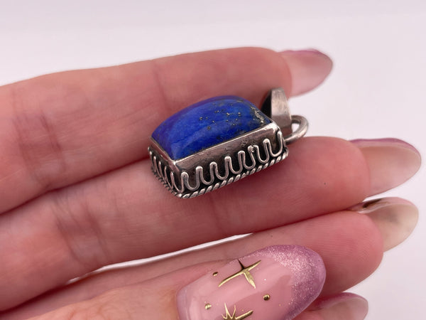 sterling silver rectangle lapis pendant