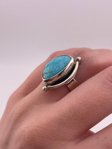 size 7 sterling silver turquoise adjustable band ring