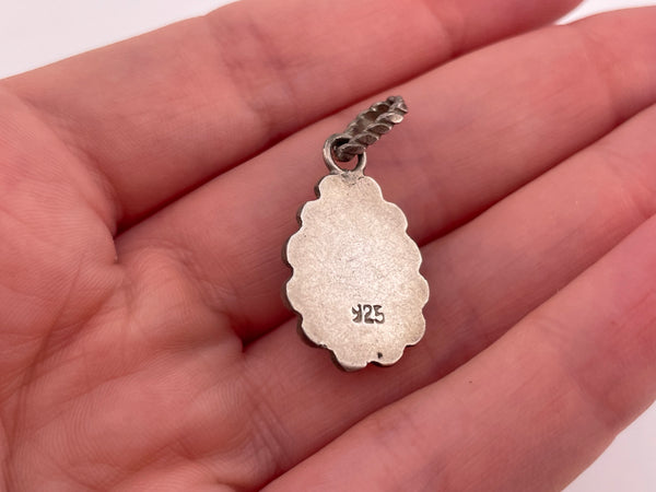 sterling silver turquoise tear drop shape pendant