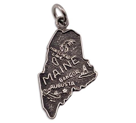 sterling silver Maine state pendant