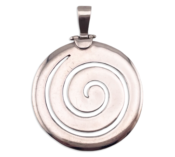 sterling silver 2-1/8" spiral pendant