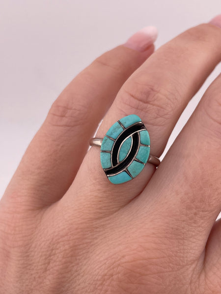 size 7.25 sterling silver turquoise 'hummingbird' ring