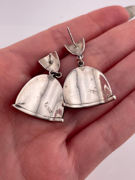 sterling silver artisan mountain post dangle earrings